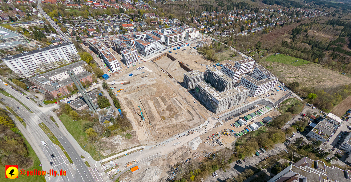 21.04.2023 - Luftbilder von der Baustelle Alexisquartier und Pandion Verde in Neuperlach